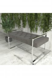 Antre Bench Puf Metal Ayaklı Puf (Gümüş Ayak Andrasit Döşeme) - 1