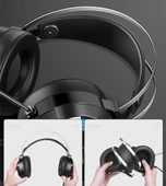 Polham 2 Metre USB Girişli 7.1 Surround Ses Sistemli RGB Işıklı Mikrofonlu Kafa Üstü Kulaklık - 7