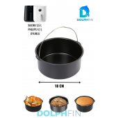 DolphFin Tüm Fritözler Ile Uyumlu Paslanmaz Çelik Air Fryer Kek, Ekmek, Turta Tavası SMRT-104 - 1