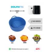 DolphFin Air Fryer Silikon Pişirme Kabı Yemek Ve Kek Kalıbı Xiaomi 3,5l Ve Philips 4,1l Uyumlu   MAVİ - 1