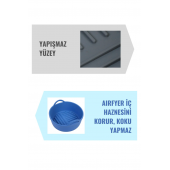 DolphFin Air Fryer Silikon Pişirme Kabı Yemek Ve Kek Kalıbı Xiaomi 3,5l Ve Philips 4,1l Uyumlu   MAVİ - 4