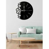 ALPHA METAL DESİGN Zarif Desenli Duvar Saati - 41X41 Cm Metal Duvar Saati - Siyah Duvar Saati AMD3040 - 1