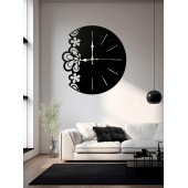 ALPHA METAL DESİGN Zarif Desenli Duvar Saati - 41X41 Cm Metal Duvar Saati - Siyah Duvar Saati AMD3040 - 3