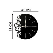 ALPHA METAL DESİGN Zarif Desenli Duvar Saati - 41X41 Cm Metal Duvar Saati - Siyah Duvar Saati AMD3040 - 4