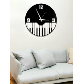 ALPHA METAL DESIGN Piyano Desenli Duvar Saati - 41X41 Cm Metal Duvar Saati - Siyah Duvar Saati AMD3050 - 1