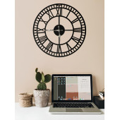 ALPHA METAL DESIGN Roma Rakamlı Duvar Saati - 41X41 Cm Metal Duvar Saati - Siyah Duvar Saati AMD3060 - 3