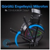 Polham RGB Işıklı Kulaküstü Mikrofonlu Oyuncu Kulaklığı, 3.5mm ve USB Girişli 2.1 Metre Kulaklık - 4