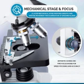 AmScope 40X-2500X LED Dijital Binoküler Bileşik Mikroskop 5MP Kamera - 4