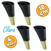 Clara Mobilya Kanepe Sehpa TV Ünitesi Baza Koltuk Ayağı Siyah Gold Renk 12 cm (4 Adet) - 1