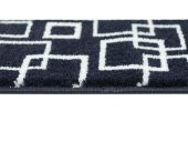 Glary Home GH40A-WNVY Kare Desenli Kaydırmaz Tabanlı 13lü Merdiven Halısı - Beyaz/Lacivert - 2