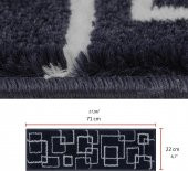 Glary Home GH40A-WNVY Kare Desenli Kaydırmaz Tabanlı 13lü Merdiven Halısı - Beyaz/Lacivert - 4