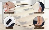 Glary Home GH40A-WNVY Kare Desenli Kaydırmaz Tabanlı 13lü Merdiven Halısı - Beyaz/Lacivert - 7