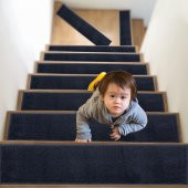 Glary Home GH13A-B Düz Desenli Kaydırmaz Tabanlı 13lü Merdiven Halısı - Siyah - 5