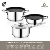Amboss Smoky 6 Parça Paslanmaz Çelik Midi Tencere Seti - 5