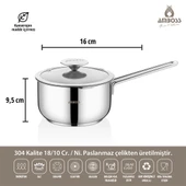 Amboss Smoky 6 Parça Paslanmaz Çelik Midi Tencere Seti - 4