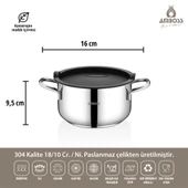 Amboss Smoky 6 Parça Paslanmaz Çelik Midi Tencere Seti - 2