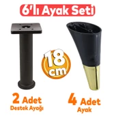 Clara 6'lı Set Mobilya Koltuk Kanepe Konsol Yatak Tv Ünite Destek Ayağı 18 Cm Ayakları Siyah - 1