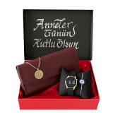 Anneler Günü Kadın Hediye Seti Carlino  Cüzdan Kolye Dijital Kol Saati Bileklik - 1