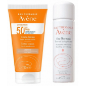 Avene Set 3 - Avene Solaire SPF 50+ Renkli Güneş Kremi 50 ml - Avene Termal Su 50 ml - 1