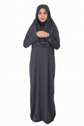ANTRASİT GRİ FERMUARSIZ NAMAZ ELBİSESİ - 1