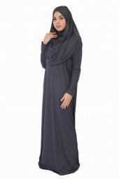ANTRASİT GRİ FERMUARSIZ NAMAZ ELBİSESİ - 2