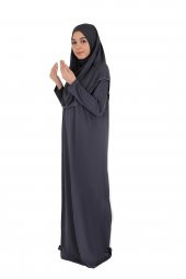 ANTRASİT GRİ FERMUARLI NAMAZ ELBİSESİ - 1