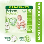 Bebem Natural Bebek Bezi 3 Beden Midi Fırsat Paketi 102 Adet - 1