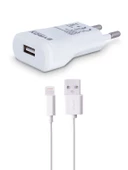 Syrox J17 iPhone Lightning Kablolu Şarj Aleti Set 1.0A Beyaz - 1