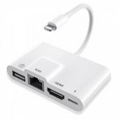 Polham Apple İpad ve İphone İçin Lightning 3in1 HDMI, RJ45 ve OTG Dönüştürücü Kablosu - 1