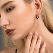 Küpe Kulak Dudak Burun Çelik Piercing Siyah Kadın Erkek İthal 316 L Paslanmaz thumbnail 1