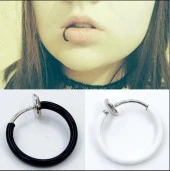 Küpe Kulak Dudak Burun Çelik Piercing Siyah Kadın Erkek İthal 316 L Paslanmaz thumbnail 3