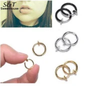 Küpe Kulak Dudak Burun Çelik Piercing Siyah Kadın Erkek İthal 316 L Paslanmaz thumbnail 6