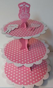 STAND 3 KATLI KARTON  PEMBE BEYAZ - 1