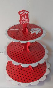 STAND 3 KATLI KARTON KIRMIZI SİYAH PUANTİYELİ - 1