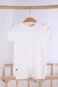 Tavşan İşlemeli Bebek Yazlık Triko Tulum 11606 - 1