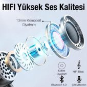 Coofbe Bluetooth Vers.5.3 13mm Diyafram Ultra Hafif Kulakiçi Bluetooth Kulaklık Çift Mikrofonlu Kulaklık - 9
