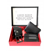 ERKEK SİYAH CÜZDAN-KEMER-KARTLIK HEDİYE SETİ - 1