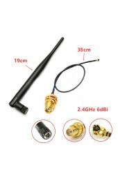 6dBi SMA Erkek Anten 35cm Ipex Kablo Ufl Soket Dual Band 2.4GHz - 2