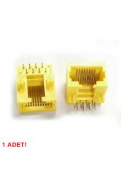 8P8C Plastik Sarı RJ45 Soket Ethernet Bağlantı Soketi 8 Pin Pcb - 1