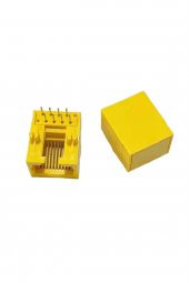8P8C Plastik Sarı RJ45 Soket Ethernet Bağlantı Soketi 8 Pin Pcb - 5