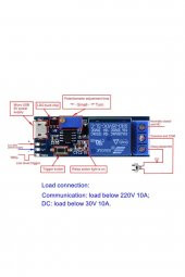 5V-30V Micro Usb Zaman Gecikme Röle Modülü 0-24sn Potansiyometre - 8