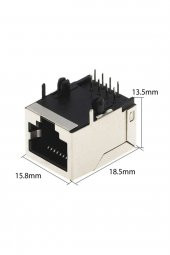 8P8C Metal RJ45 Soket Ethernet Bağlantı Soketi 8 Pin Pcb Montaj - 2