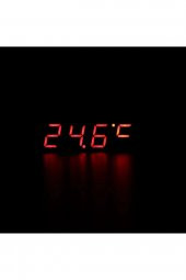 3 Fonksiyonlu Termometre Saat Voltmetre Gösterge Modül  Dijital Zaman Isı Elektronik Ekran Kırmızı - 6