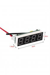 3 Fonksiyonlu Termometre Saat Voltmetre Gösterge Modül  Dijital Zaman Isı Elektronik Ekran Kırmızı - 8