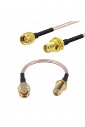 RG316 10cm SMA Erkek Dişi Kablo  RF Uzatma Kablosu 50 Ohm 0-6Ghz Koaksiyel Wifi Gsm Gprs Anten - 1