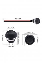 12mm PBS-33B 2 Pin Push Buton Siyah 20cm Kablolu  ON OFF 1A 250V Mini Yuvarlak Su Geçirmez Anahtar - 4