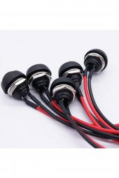 12mm PBS-33B 2 Pin Push Buton Siyah 20cm Kablolu  ON OFF 1A 250V Mini Yuvarlak Su Geçirmez Anahtar - 7