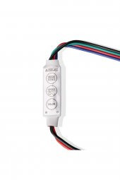 3 Tuşlu RGB Led Dimmer DC 12V 3A  Renk Hız Parlaklık Ayarı Ortak Anot 20 Renk 19 Mod Hafıza 5050 - 4