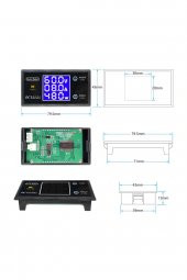 DC 0-100V 10A Digital Voltmetre Ampermetre ve Wattmetre DeekRobot 0-1000W Mavi Lcd - 8