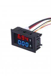DC 0-100V 10A Dijital Voltmetre Ampermetre DSN-VC288  Mavi Kırmızı - 4